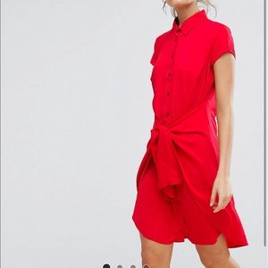 Red shirt-dress size 8 asos (closet of look)
